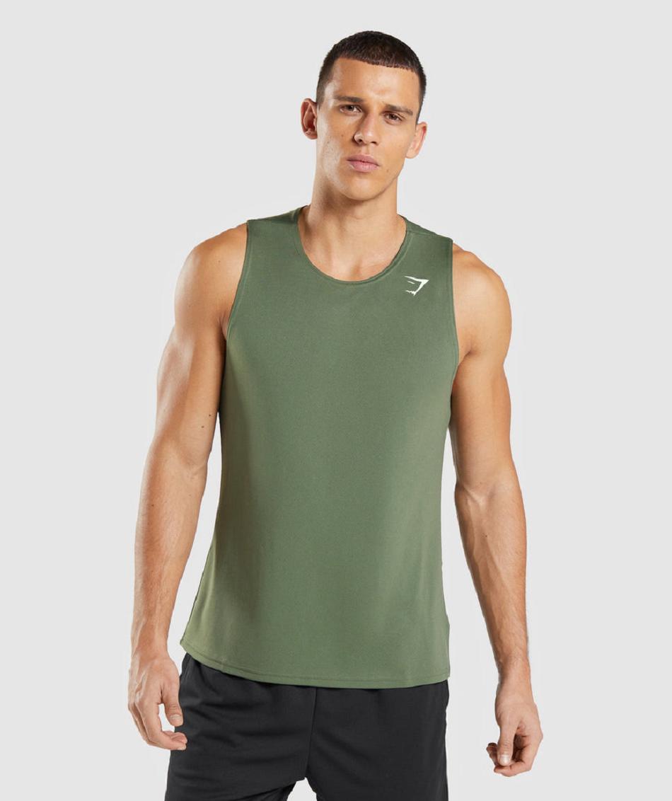 Camiseta Tirantes Gymshark Arrival Hombre Verde Oliva | CO 3172LIS